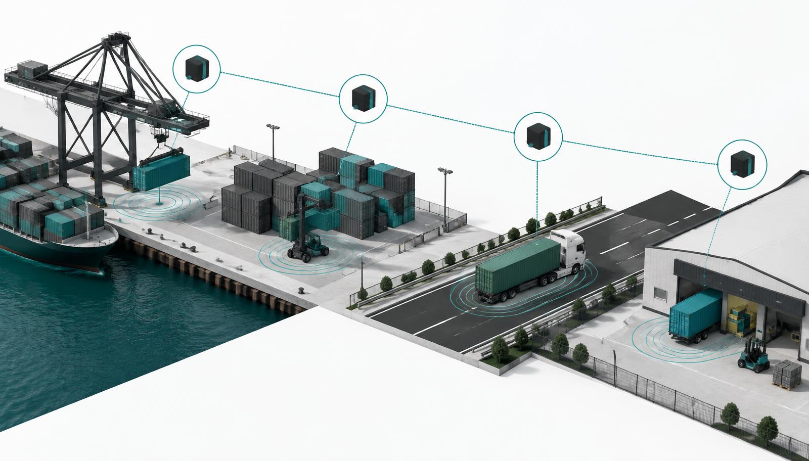 Diagrama del corredor intermodal con geocercas y sello digital
